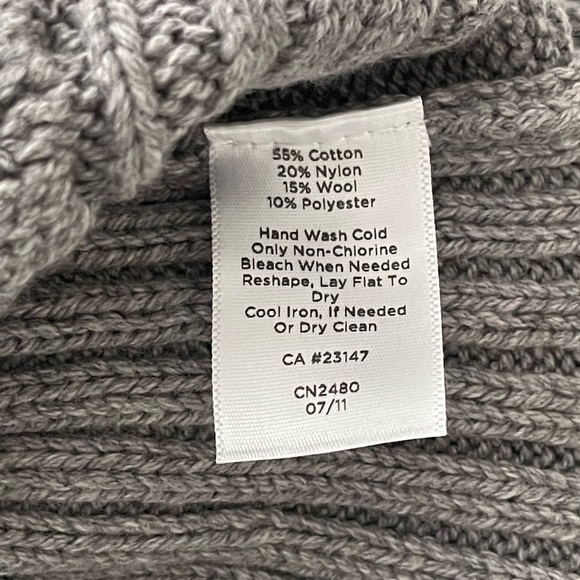 Talbots cowl neck wool blend sequins cable knit gray sweater - Picture 7 of 8